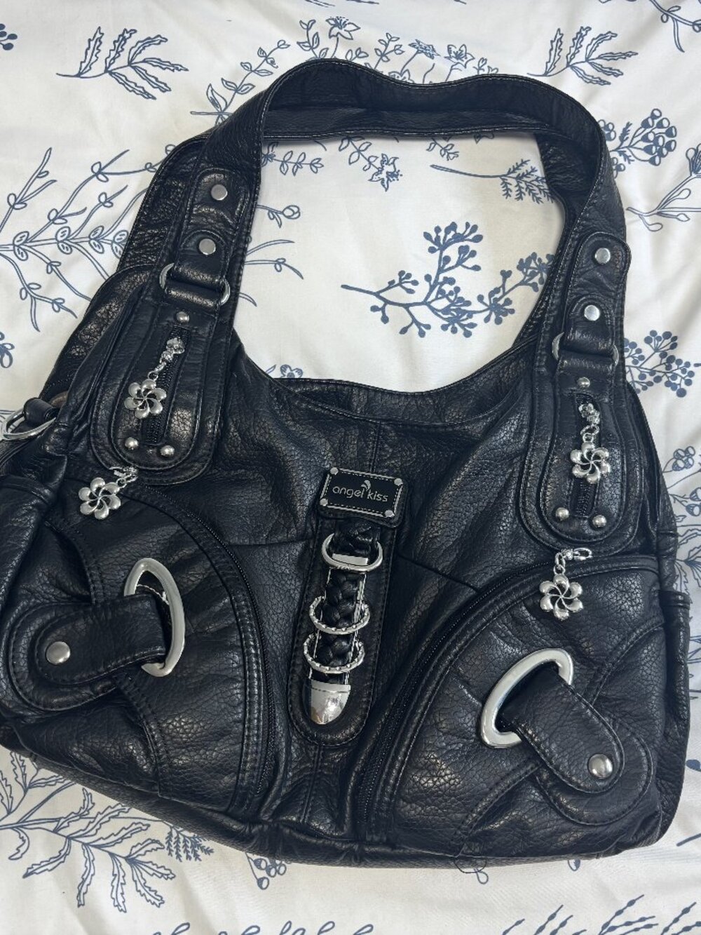 Black Angel Kiss Hobo Bag